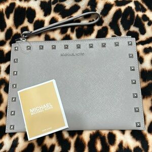 grey michael kors wristlet